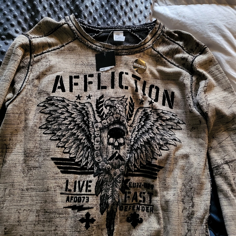 Affliction reversible long sleeve